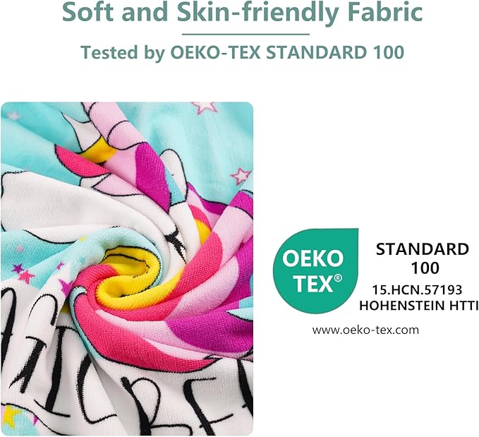 MOKANI Kids Hooded Poncho Towels, Soft & Absorbent Microfiber Beach Towel, Swimming Pool Changing Robe Bathrobe Bath Towel