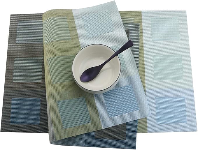 Gugrida Set of 6 Placemats for Dinning Table, Luxury PVC Woven Vinyl Table Mats,Washable and Heat Insulation Kitchen Place Mats (6 pcs, Red)