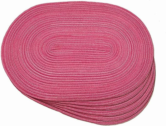 Noctiflorous Oval Braided Placemats Set of 6 Woven 12x18 Inch Non Slip Washable Heat Resistant Place Mats Tablemats for Dining Kitchen Party Daily Table Decor Dinner Mats (Hot Pink, 6)