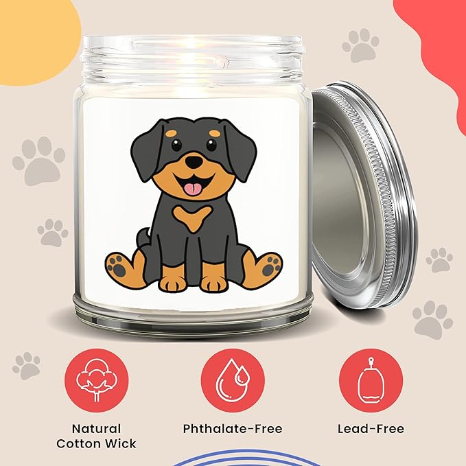1OAK Lavender Scented Candles - Dog Mom Gifts for Women - Dog Candle - Made in USA (Rottweiler)