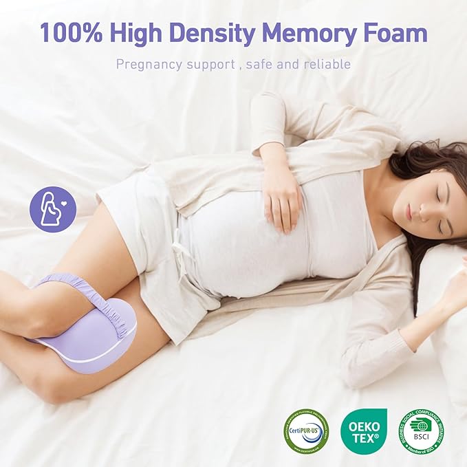 Leg & Knee Pillow for Side Sleepers - Smooth Spine Alignment Pillow - Memory Foam Knee Pillows for Back Hip Pain, Spine Aligning, Sciatica, Surgery Recovery, Pregnancy