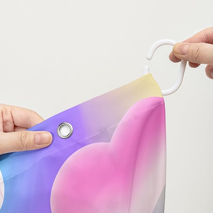 AILONEN Girls Unicorn Shower Curtain for Bathroom, Pink Hearts Rainbow Unicorn Bath Curtain,Cute Unicorn Kids Shower Curtain 72" W*78" H Polyester Waterproof Bathroom Curtain with 12 Hooks