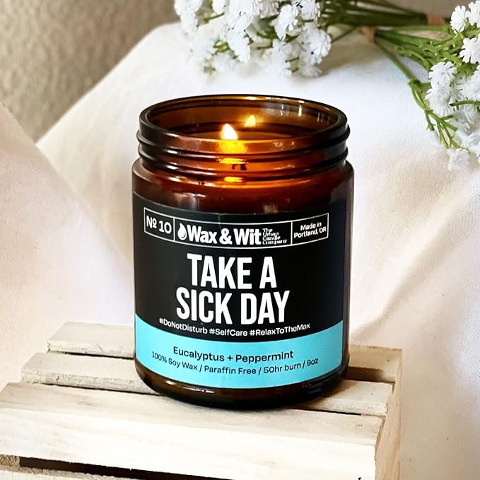 Wax & Wit Funny Soy Candle Gift for Women - Humorous, Aromatherapy Soy Wax Candle, Ideal for Housewarming, Coworker, Birthday – Eucalyptus Peppermint - 9oz