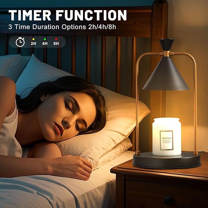 Candle Warmer Lamp with Timer Dimmer, Birthday Gifts for Women Mom, House Warming Gifts New Home Room Decor, Plug-in Operated Wax Melt Warmer for Scented Jar Candles with 2 Bulbs