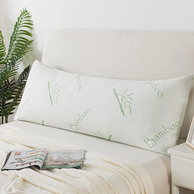 Body Pillow for Adults Shredded Memory Foam Long Full Body Pillow for Sleeping with Breathable Cover Firm Hug Large Pillows for Side/Back Sleepers 20x54