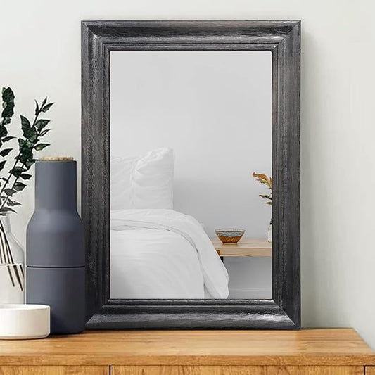 Black Mirrors for Wall Rustic Wood Mirror Farmhouse Rectangular Hanging Mirror for Bathroom Bedroom Living Room Hallway Entryway Home Decor