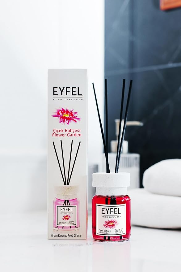 EYFEL Reed Diffusers for Home – Flower Garden Reed Diffuser Set 4.05 fl oz Oil Diffuser Sticks, Bathroom Diffuser, Home Fragrances, Scented Sticks, Home Décor