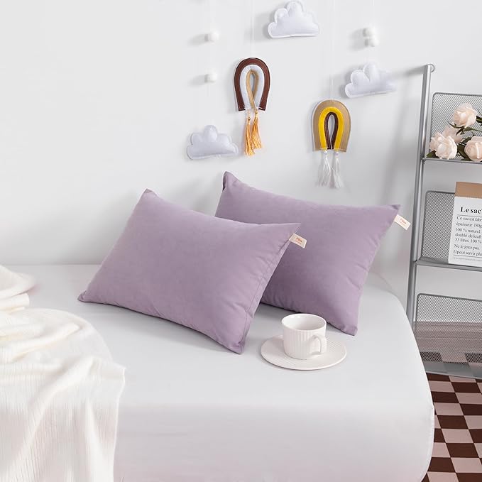 NTBAY Tiny Pillows, Down Alternative 7"x11" Microfiber Mini Pillows for Travel, Pets, Soft Machine Washable Small Pillows for Neck, Wrist, Lumbar and Knee, Lavender