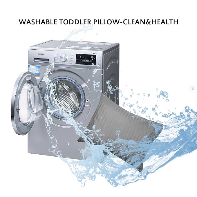 Toddler Pillowcases Set of 2, Hypoallergenic 14x19 Pillow Cover Fits Pillows Sized 13x18 or 14x19, 100% Soft Cotton Envelope Closure Kids Pillowcase for Sleeping, Machine Washable, Grey Stripe