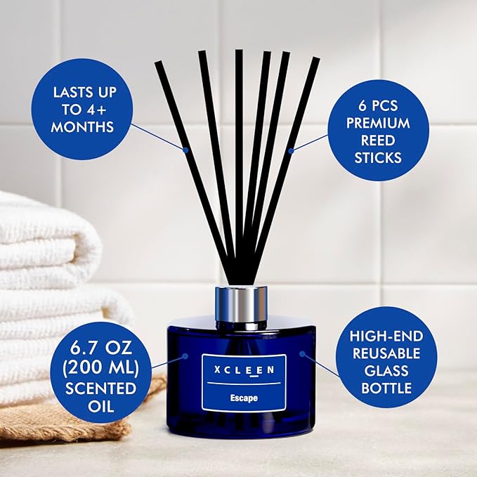 Reed Diffuser - 6.7 Oz(200ml) Escape Scented Home Fragrance for Bathroom & Bedroom Decor