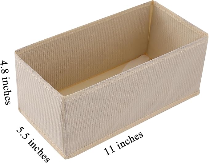 Socks Drawer Organizer Set of 3 Pack Beige, Underwear Dividers, Closet Cabinet Dresser Wardrobe Storage Boxes for Panties Stockings Leggings