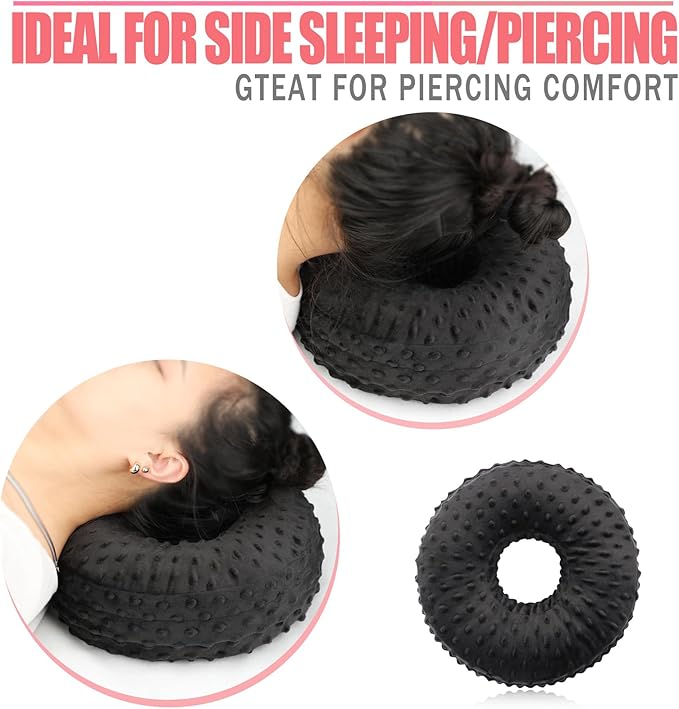 Easy to Clean Ear Hole Piercing Pillows for Ear Pain with Removable Pillowcase Cushion Head Neck Support Sleeping with Fresh Pierced Ear Earings