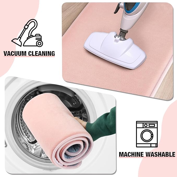 Pink Large Bathroom Rugs 36x24, Memory Foam Big Bath Mat Non Slip Washable Shower Rug Soft Absorbent Plush Microfiber Bathroom Floor Tub Bathrug Blush