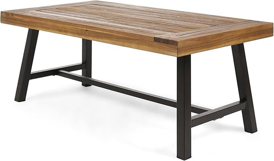 Christopher Knight Home Liton Indoor Acacia Wood Coffee Table, Sandblast Finish / Rustic Metal