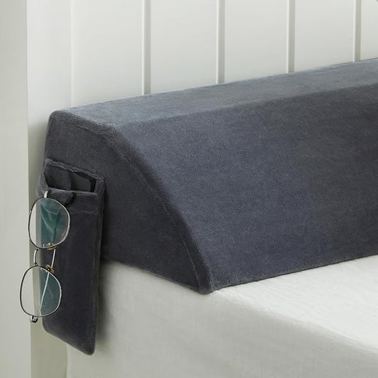 King Bed Wedge Pillow for Headboard Gap, Mattress Bed Gap Filler(0-8"), Between Headboard and Mattress, Triangle Headboard Pillow(Grey,King)