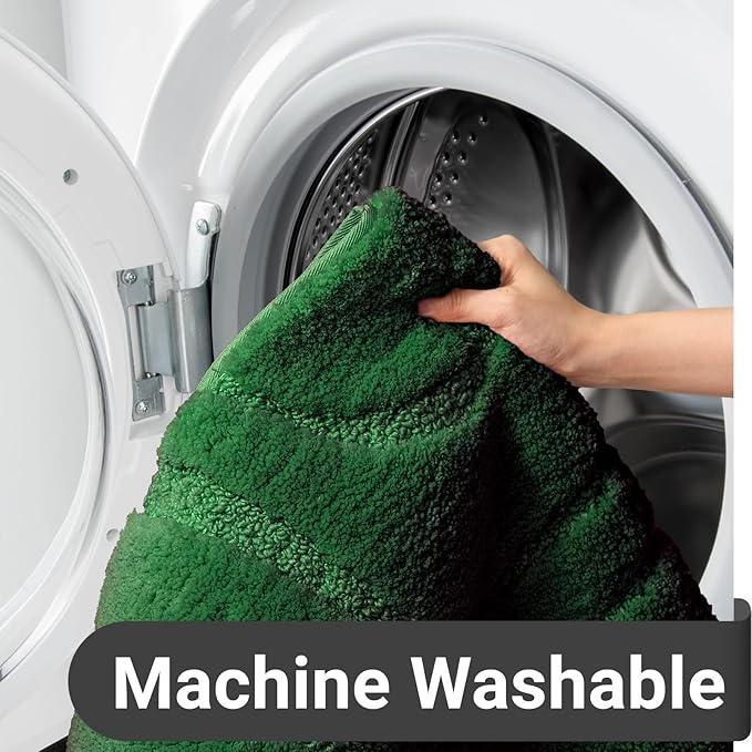 DEXDE Bathroom Rugs Mat, Soft Plush Shaggy Microfiber Bath Rug, Non Slip Bath Mats for Bathroom Floor, Machine Washable Absorbent Carpet for Shower Tub, Green 20"x32"