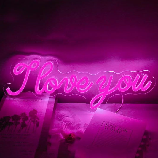 Goneons I Love You Neon Sign Neon Light for Wall Decor, Express with Neon Light, Pink LED Sign as Gifts for Valentine's Day,Brithday,Family,Lover,Children(I Love You)