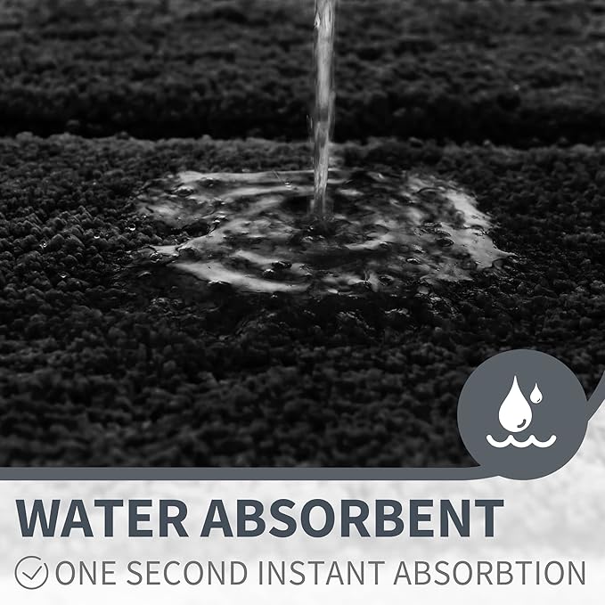 GRANNY SAYS Bathroom Rug Mat, Bath Mats for Bathroom Non-Slip, Super Soft and Water Absorbent, Extra Large Bath Rugs, Microfiber Bath Rugs for Floor, Tub and Shower, 59" x 24", Black