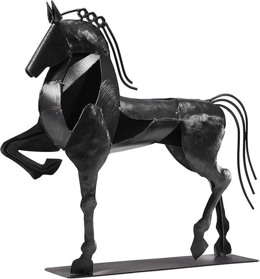 Horse Statue, Unique Metal Art Sculpture for Vintage Home Decor, Modern Decor, Gift for Horse Lovers (Black)