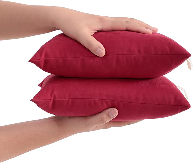 FLXXIE 2 Pack Microfiber Tiny Pillows, 11x7 Inches, Mini Pillows for Sleeping and Traveling, Washable Pillows, Soft Small Pillows Travel Pillows Nap Pillows, Red