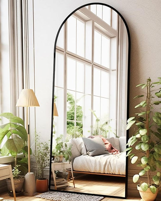Full Length Mirror, Arched Floor Mirror, 30" x 71" Oversized Full Length Mirror, Freestanding, Full Body Mirror, Arch Mirror Full Length, Wall Mounted Mirror for Bedroom, Black