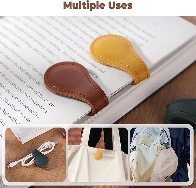 Personalized Magnetic Bookmark, 26 Custom Letters, Handmade - Magnetic Leather Bookmark for Book Lovers (Purple, I)