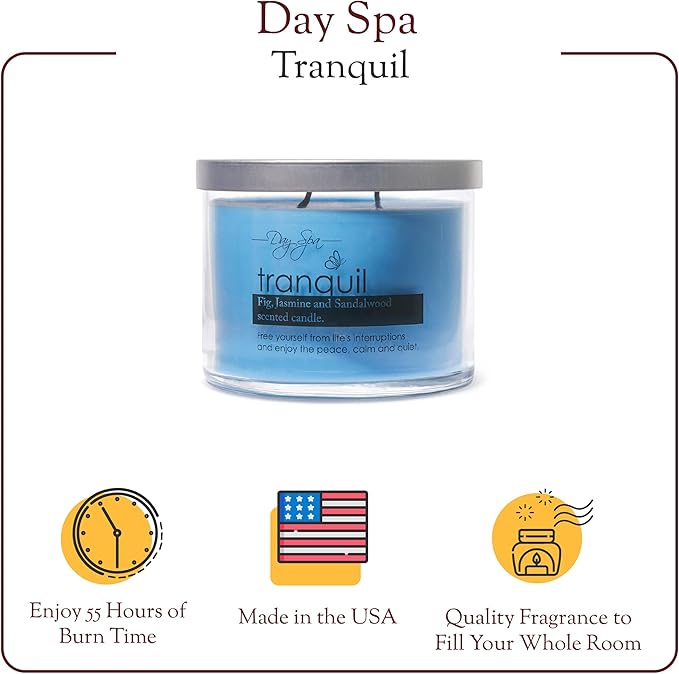 A Cheerful Giver Day Spa Tranquil Scented Candle - 11-Ounce Soy Candle with 55 hours Burn Time - Birthday Gift for Women