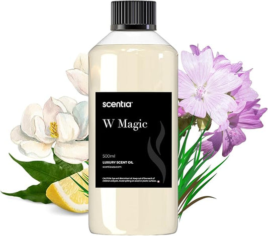 W Magic Hotel Diffuser Refill Oil Inspired by W Signature Hotel - 500 mL 16.9 fl oz - Fragrance Oil Blend Bergamot, Lemongrass & Jasmine for HVAC Diffuser