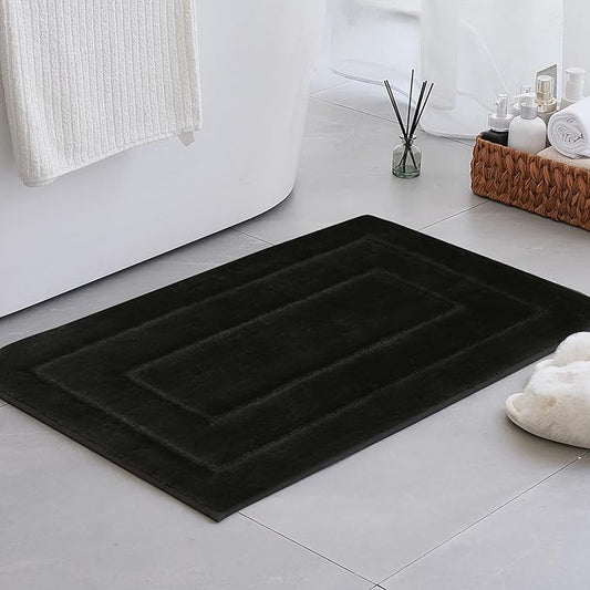 GRANNY SAYS Black Bathroom Rug, Non Slip Bath Mats for Bathroom, Super Soft and Water Absorbent, Microfiber Bath Rugs, Machine Wash Dry, Bath Rugs for Floor, Tub and Shower, 20 x32
