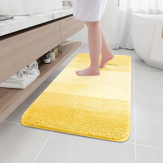 Arotive Microfiber Bathroom Rugs, Shaggy Soft and Absorbent Bath Rug, Non-Slip, Thick Plush Machine Washable Dry Bath Mats for Bathroom, Tub and Shower, 44x24, Yellow