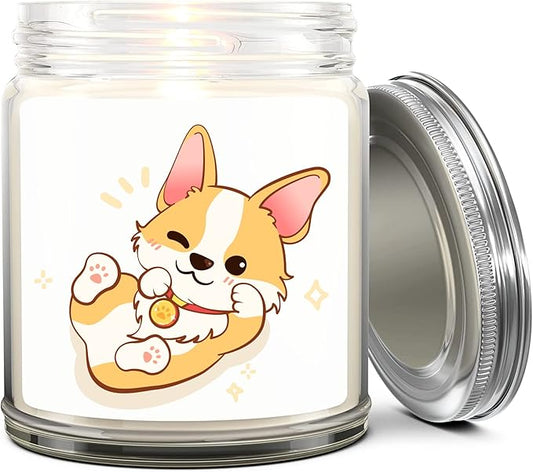 1OAK Lavender Scented Candles - Dog Lover Gifts for Women - Dog Themed Gifts - Made in USA (Corgi)