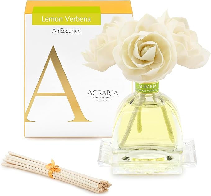 AGRARIA AirEssence Flower and Reed Diffuser Set, Hand Crafted Sola Flower Botanical Home Fragrance Diffuser, Scented Oil Reed Diffuser, Flower and Reed Diffuser Gift Set for All Occasions