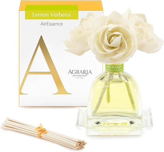 AGRARIA AirEssence Flower and Reed Diffuser Set, Hand Crafted Sola Flower Botanical Home Fragrance Diffuser, Scented Oil Reed Diffuser, Flower and Reed Diffuser Gift Set for All Occasions