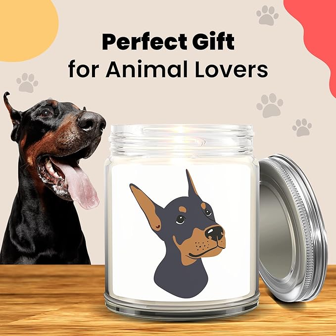 1OAK Lavender Scented Candles - Dog Mom Gifts for Women - Dog Candle - Made in USA (Doberman)