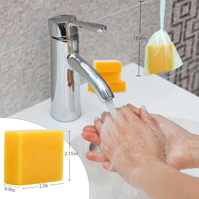 3 Pack Turmeric Soap Bar for Face & Body Cleanser, Organic Turmeric Soap, Smooth Skin and Moisturizing, All Natural Tumeric Soap, Handmade Turmeric Face Soap Ginger Soap, 3.53oz × 3