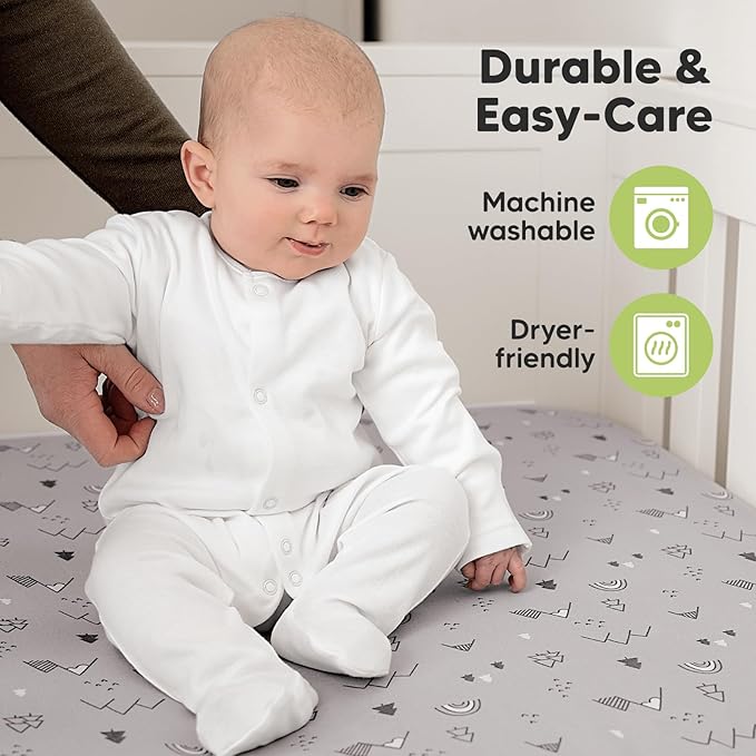 2-Pack Organic Crib Sheets for Boys, Girls - Jersey Fitted Crib Sheet, Baby Crib Sheets Neutral, Crib Mattress Sheet, Cotton Crib Sheets, Breathable Crib Sheet, Baby Mattress Sheets (Cove)