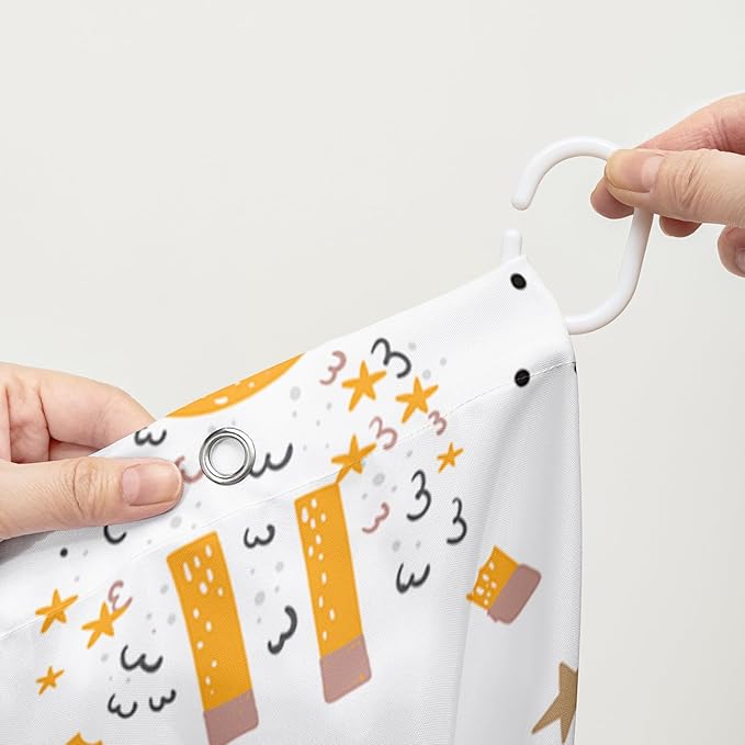 AILONEN Cute Sheep Kids Shower Curtain for Bathroom,Sheep Moon Clouds Kids Creative Rainbow Waterproof Bath Curtain,Modern Minimalist White Curtain with 12 Plastic Hooks(48" W*72" H)