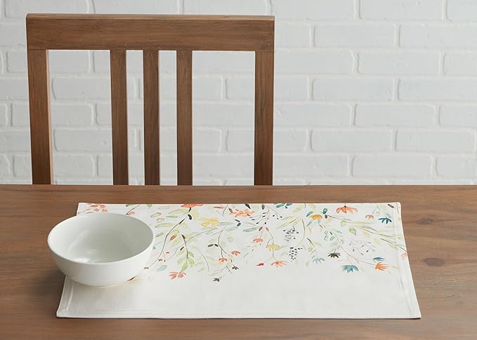 Maison d' Hermine Placemats Set of 4 100% Cotton Washable Cloth Place Mats, Reusable Table Mats for Kitchen Dining Decoration, Party, Wedding, Restaurant Spring/Summer (Colmar, 13" x 19")