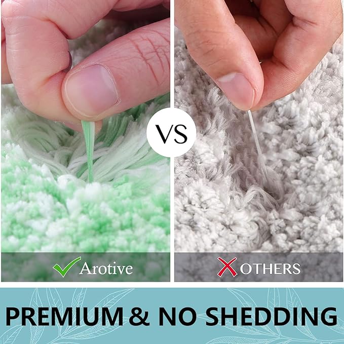 Arotive Microfiber Bathroom Rugs, Shaggy Soft and Absorbent Bath Rug, Non-Slip, Thick Plush Machine Washable Dry Bath Mats for Bathroom, Tub and Shower, 30x20, Green