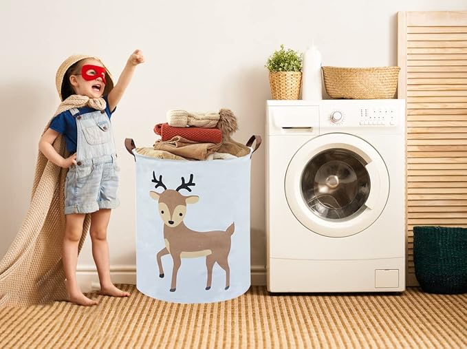 Kids Laundry Basket,Deer Laundry Hamper Collapsible Baby Storage Baskets for Boy Room Decor,Nursery Hamper,Toy Organizer,(Deer)