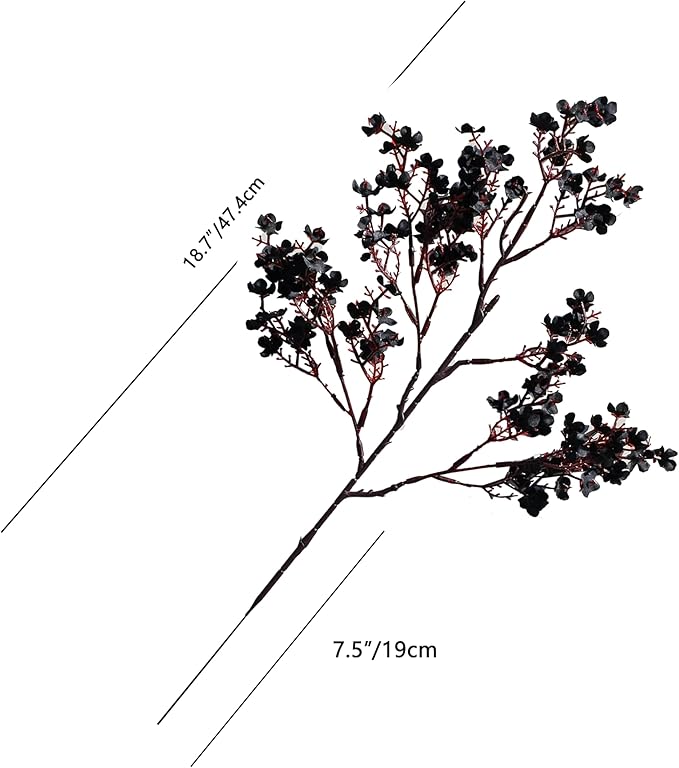 Mandy's Black Artificial Baby’s Breath Flowers 15 Bundles Silk Gypsophila with Bendable Stems for Fall Centerpiece Wedding Decor and Table Arrangements