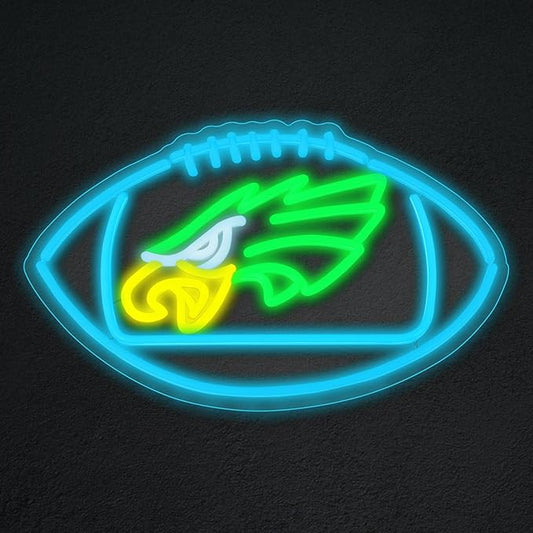Football Team Neon Sign, Cool Light Up Dimmable Eagle Team Logo Hanging Led Neon Sign for Wall Decor, Man Cave, Garage, Party, Bar, Game Room Deco, Birthday Gift for Football Fan