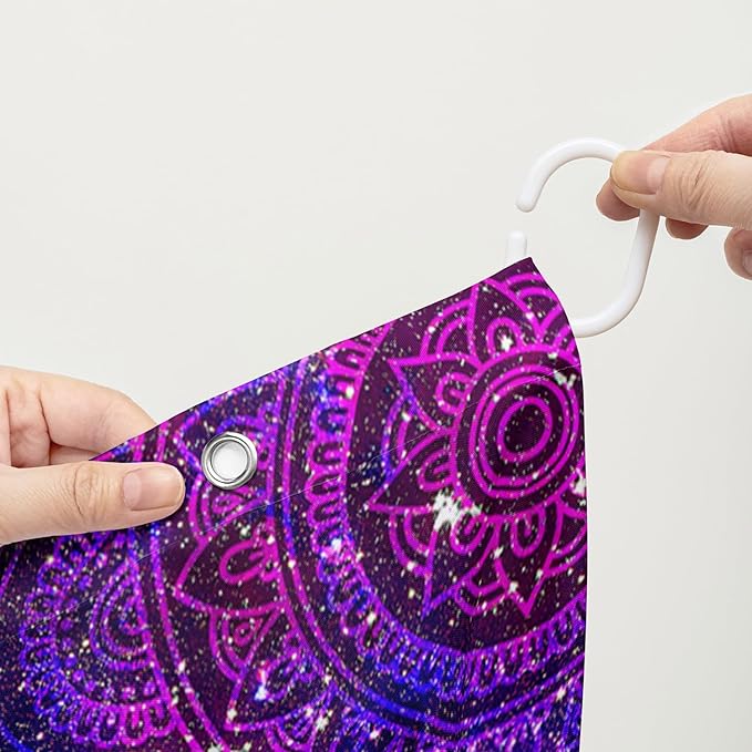 AILONEN Butterfly Shower Curtain, Mystic Moon Cloth Bath Curtain Set for Teen Adults Bathroom,Beautiful Purple Butterfly Starry Night Shower Curtain Liner,60" W*72" H