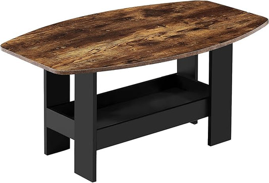 VECELO Coffee Table for Living Room with Storage Compartment Shelf