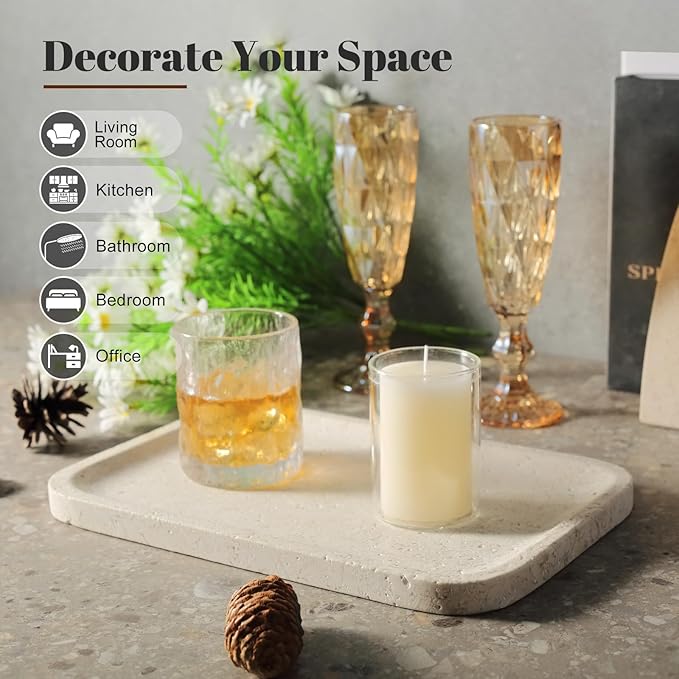 Koville Marble Vanity Tray, 12"x8" Marble Organizer Tray for Countertop Bathroom Kitchen Dresser, Rectangular Decorative Jewelry Dish for Cosmetics Perfume Trinket(Brown)