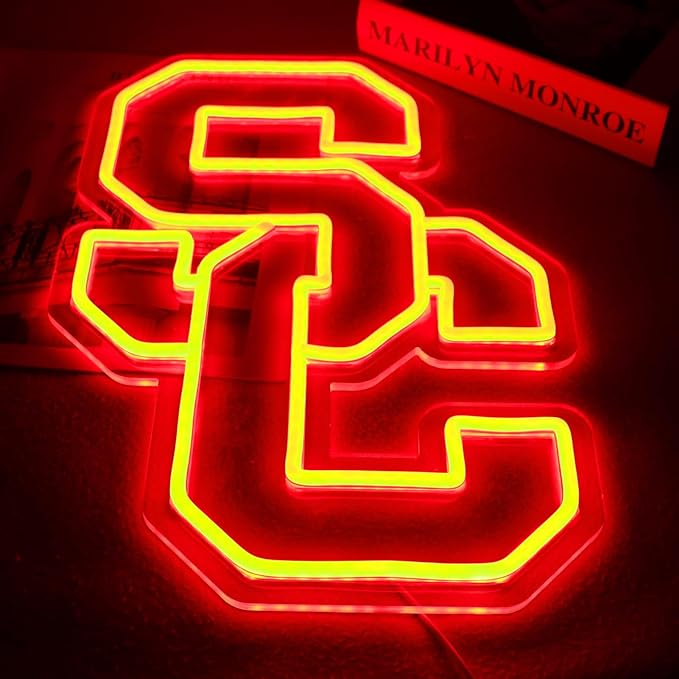 Trojans Team Neon Signs，NCAA Neon Sign for Wall Decor，LED Neon Lights for Bedroom、Game Room、or Man Cave，Birthday、Christmas Gifts for kids