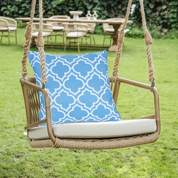 Eternal Beauty Set of 2 Outdoor Decorative Pillow Covers Waterproof Outdoor Pillow Covers for Spring Summer Patio Throw Pillows, 18X18 inches, Light Blue