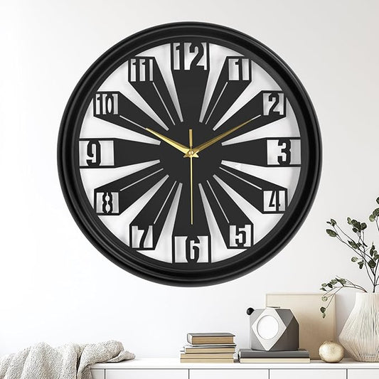 Modern Metal Wall Clock – Silent Non-Ticking, Battery Operated Clock with Hollow-Out Design, Decorative Clock for Living Room, Bedroom, or Office Wall Decor-18”