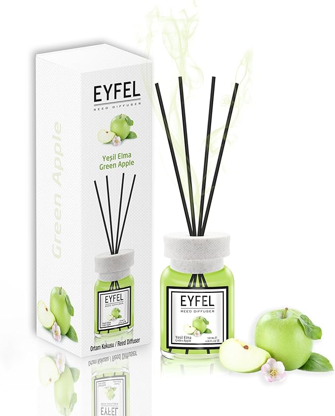 EYFEL Reed Diffusers for Home – Green Apple Reed Diffuser Set 4.05 fl oz Oil Diffuser Sticks, Bathroom Diffuser, Home Fragrances, Scented Sticks, Home Décor
