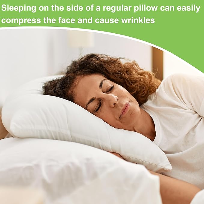 HOMBYS Beauty Pillow for Side Sleepers, Side Sleeper Pillows for Adults,Silky Smooth Satin Bed Pillow,White